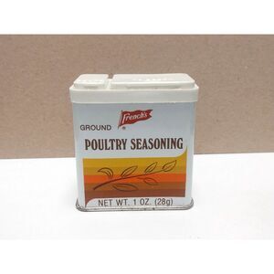 Vtg 1987 Tin of French's Ground Poultry Seasoning OPENED & USED Partial Contents